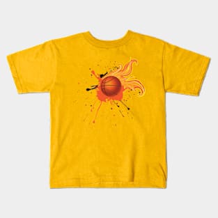 Fire Basketball Ball Kids T-Shirt